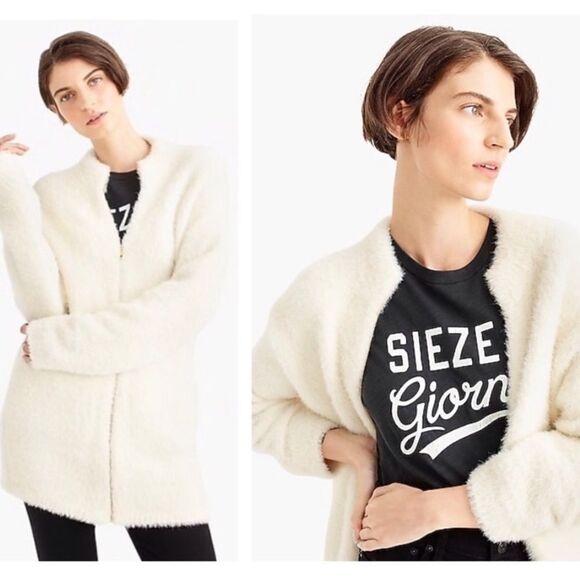 J. Crew Point Sur Fuzzy Cardigan Jacket, Ivory. Size XS. - Picture 2 of 13